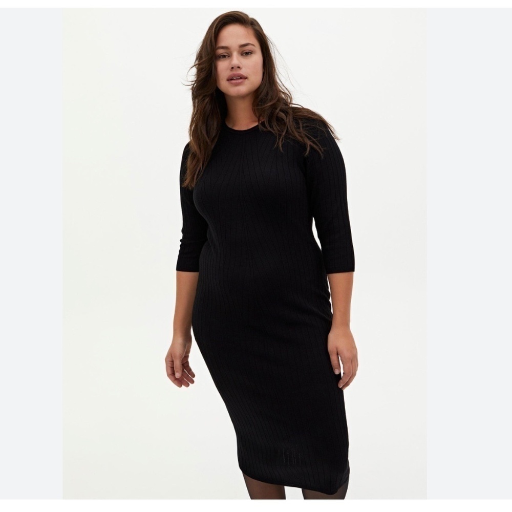 Torrid Ribbed Midi Sweater Shift Dress Black Size 6 6X